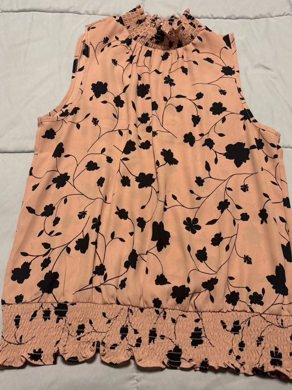 Sienna Sky Pink Sleeveless Floral Smocked Neck Blouse